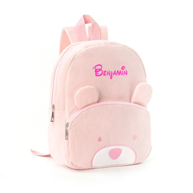 Backpack Cartoon Bear Corduroy Large Capacity Backpack Embroidered Name Backpack Plush Bag