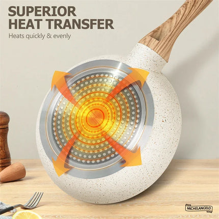 MICHELANGELO Non Stick Frying Pan Multi Functional Egg Beef Skillet with Lid Stove Universal Pots