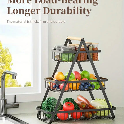 3 Tier Countertop Fruit Basket,Portable Fruit Bowle Basket Kitchen Organizer Storage & Dining Room Fruits Vegetable Bread Snacks