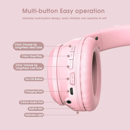 RGB Cat Ear Bluetoothcompatible 5.0 Wireless Gaming Headset