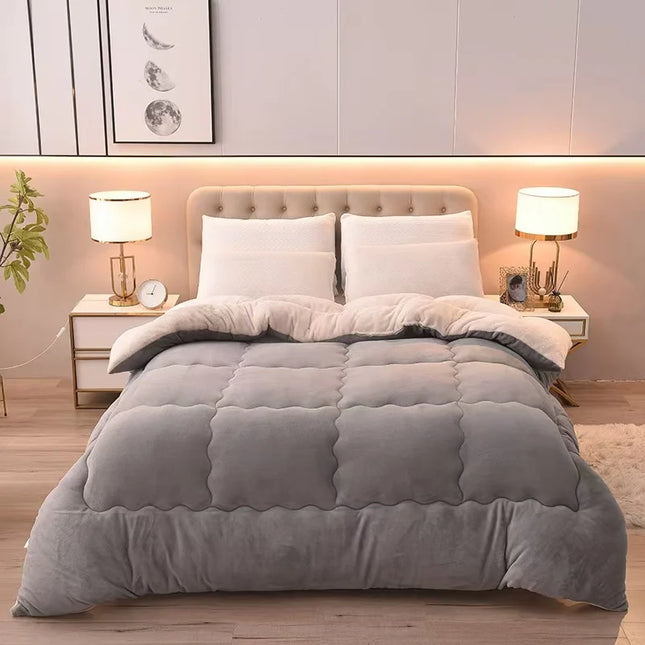 Solidcolor double-sided Duvet Lamb Wool flannel quilt warm comfort mattress in winter bedroom dormitory Thicken Weight Blanket