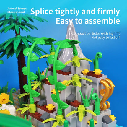 Jungle Wild Animals Building Blocks DIY Toys for Boys Girls Forest Trees City Baseplate Kids Montessori