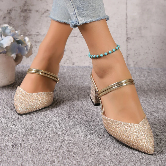 Low Heels Sandals Woman Summer Fashion High Heels Shallow Women Designer Sandals Luxury Shoes for Women Wedding Party Shoes
