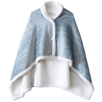 warm coral fleece cape blanket winter office students wearable nap blanket