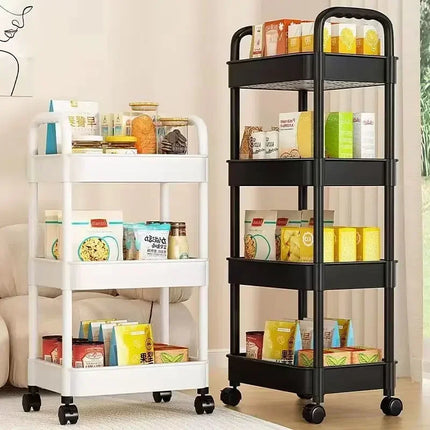 Multi-level Stroller Storage Rack for Kitchen Bedroom Bathroom Mobile Toilet Floor-to-ceiling Organizer with Snacks Holder