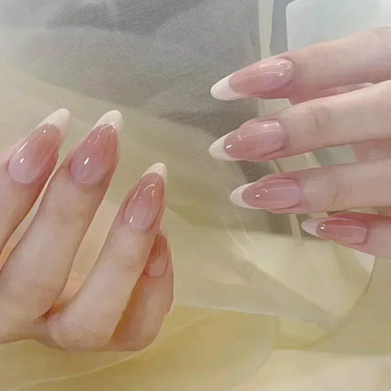 24Pcs French False Nails Almond Fake Nails