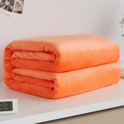 Super Soft Coral Fleece Blanket 220gsm Light Weight Solid Pink Blue