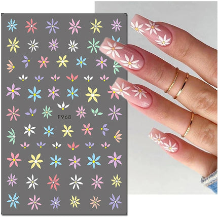 3d Nail Art Decals Elegant White RoyalBlue Roses Flowers