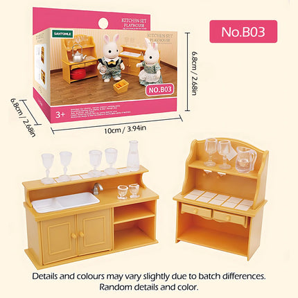 Dollhouse Furniture Montessori Miniature Doll House Kitchen Bedroom Bathroom Accessories For Girl Gifts