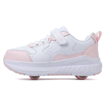 Kids Roller Skate Shoes Running Boys Girls Outdoor Detachable 4 Wheels Children Fashion Deformation Casual Parkour Skating Shoes