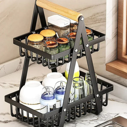 2/3 Tiers Countertop Fruit Basket,Portable Fruit Bowle Basket Kitchen Organizer Storage & Dining Room Fruits Vegetable Snacks
