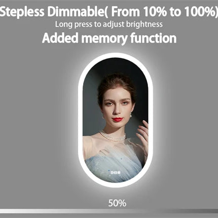 Oval LED Bathroom Mirror 500x1000mm Wall Vanity Mirror with Anti-fog 3 Colors Dimmable Lighting Smart Switch Memory Function