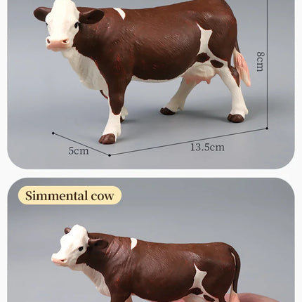 Farm Animal Models - Bull Milk Cow Poultry Educational Action Figures for Children's Cognitive Learning Collection