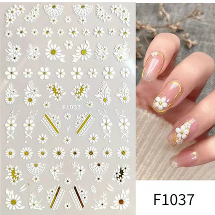 1PCS New Autumn Flowers Nail Decals Animal Nail Stickers Flower
