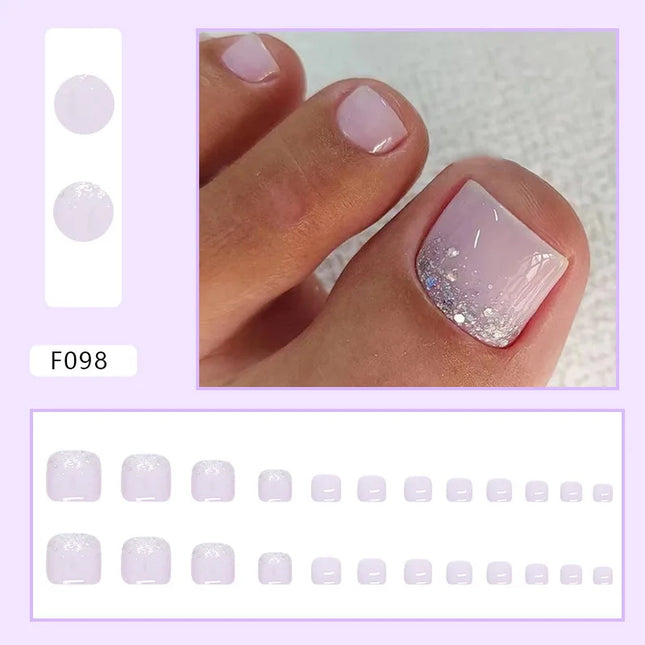 Nails with Natural Shimmer for Women Summer Pedicure Essential Easy Apply