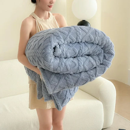 1pc Super Soft Coral Velvet Blankets for Winter Thick Soft Bedspread Warm Plaids