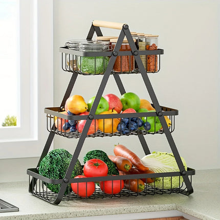 3 Tier Countertop Fruit Basket,Portable Fruit Bowle Basket Kitchen Organizer Storage & Dining Room Fruits Vegetable Bread Snacks