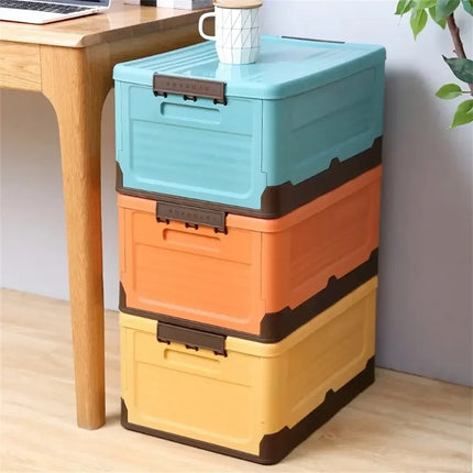 Foldable Plastic Storage Box with Lid Multifunctional Home Organizer for Space Saving and Keeping Home Tidy