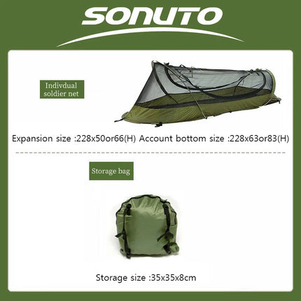 Camping Tent For Single Person Lightweight Nylon Tent Tactical Shelter With Mosquito Net Anti-Mosquito Waterproof Field