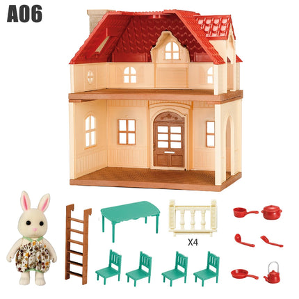 Dollhouse Furniture Family House Villa Simulate Forest Rabbit Animal Scene Toy Display Furniture Toy Gift