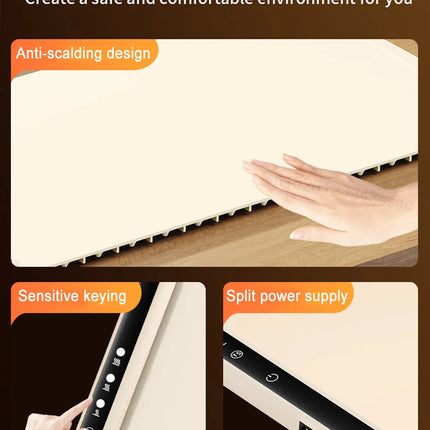 Electric Warming Tray Food Warmer Plate Foldable Portable Smart Food Fast Heating Mat Electric Warming Tray with 3 Tem Setting