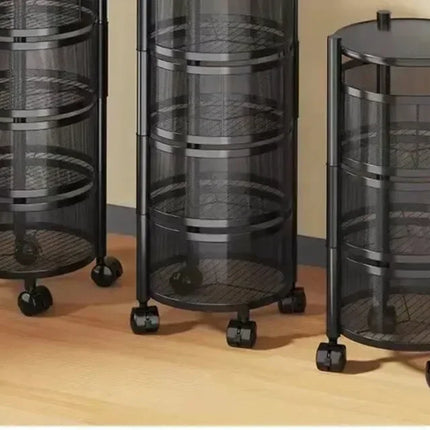 Rotating Vegetable Baskets Multi-Layer Kitchen Trolley Round Fruits Shelf Snacks Storage Rack Movable Bathroom Organizer Cart