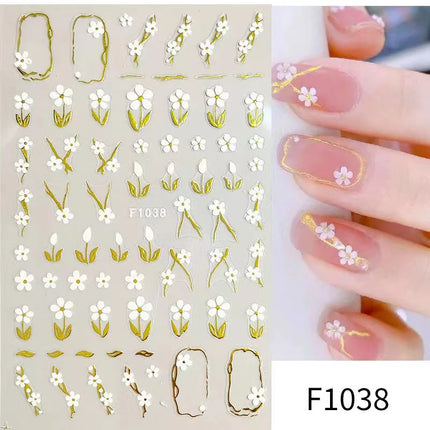 1PCS New Autumn Flowers Nail Decals Animal Nail Stickers Flower