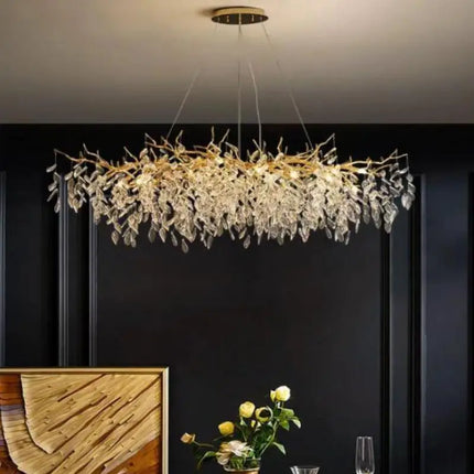 Nordic Luxury Living Room Branch Led Pendant Lights Lustre Crystal Art Hanging Lamp Modern Suspend Lamp Gold Chandelier Fixtures