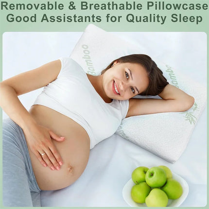 Bamboo Pillow Memory Foam Pillow with Removable Cover with Zipper Bamboo Neck Pillow for Sleeping Ergonomically Design JAF022