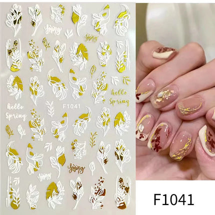 1PCS New Autumn Flowers Nail Decals Animal Nail Stickers Flower