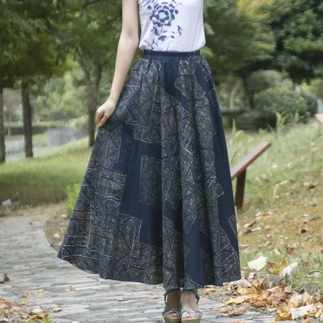 Cotton Linen Skirts for Women Fashion Casual BohemianSkirt Summer