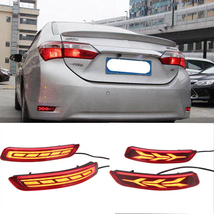 2Pcs LED Rear Bumper Reflector Lamp Driving Warning Light Brake Stop Light Turn Signal Light For Toyota Corolla Altis 2014-2018