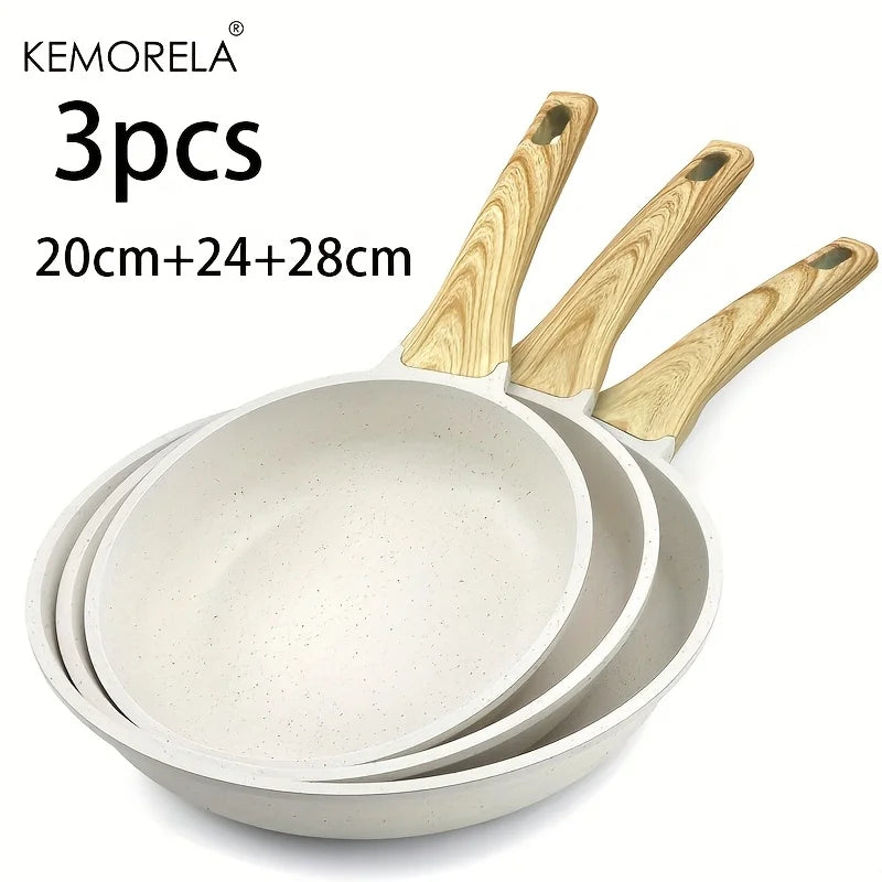 3PCS Non Stick Frying Pan Set 20-24-28cm Granite Pans