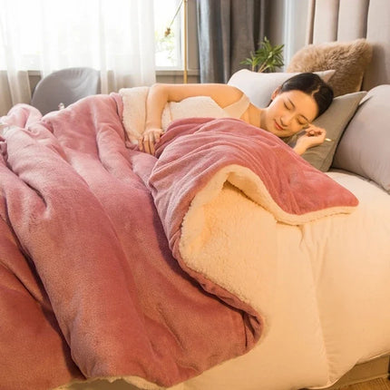 Wool Throw Blanket Keep Warm Winter Bed Blankets Double Sided Queen Duvet Cover Camping Double Bed Cover Bedspread On The Bed