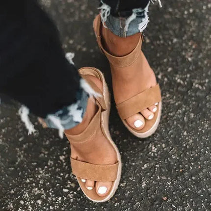 2024 Summer Sandals Women Wedges Platform Ladies Hemp Shoes Ladies Candy Color Casual Girls Slip on Strap Cross Girls Plus Size