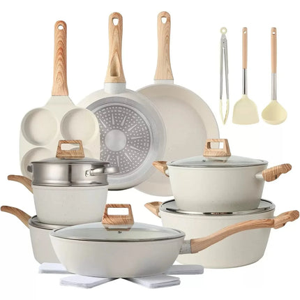 Wholesale 21-Piece Cookware Sets Non-stick Kitchenware Steamer Pot Soup & Stock Pots Pans