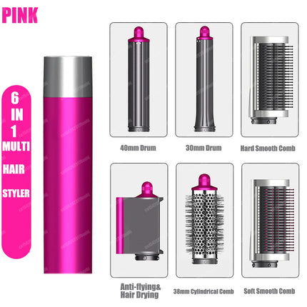New 6 in 1 Hair Styler Auto Curling Dryer Wrap Hot/Cold Air Dryer 1300W Hair Straightener Curling Barrel Brush Salon Hair Dryer