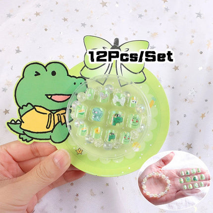 120Pcs Candy Child Nail Tips Full Cover Short False Kids Fingernails Colorful Festival  Press on Nails Grils Cute Manicure Tool%
