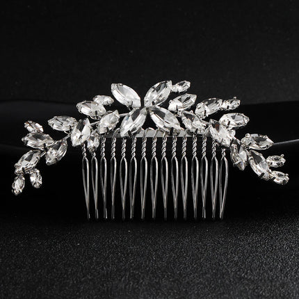 New Silver Alloy Hair Comb Handmade Pearls Rhinestones Fashion Metal Headpiece Elegant Hair Jewellery Accessory For Women