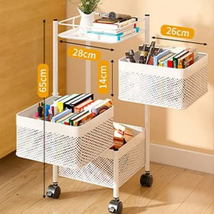 Household Floor Standing MultiLayer Storage Rack Removable Rotating Storage Cabinet Kitchen Vegetable Fruit Basket with Wheel