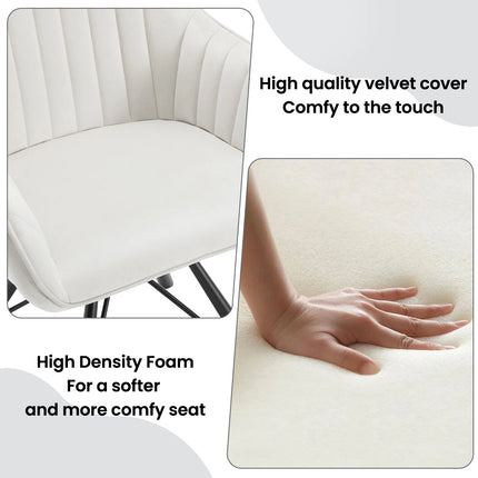 2PCS/SET Swivel Dining Chairs Velvet Living Room Ergonomic Leisure Chair Upholstered Lounge Kitchen Chair with Armrests