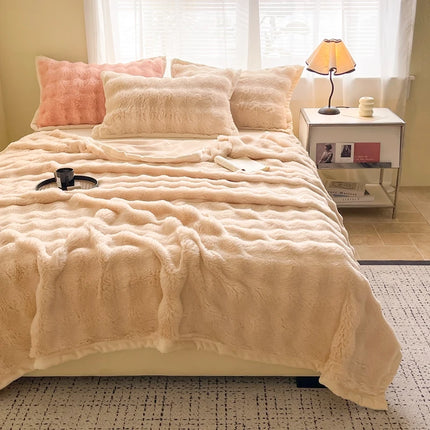 High-grade Faux Rabbit Fur Blanket Autumn Winter Soft Thick Warm Sofa Blanket