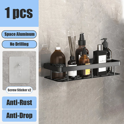 Bathroom Storage Rack No Drill Shelves Wall Mounted Corner Shelf Shower Holder For WC Shampoo