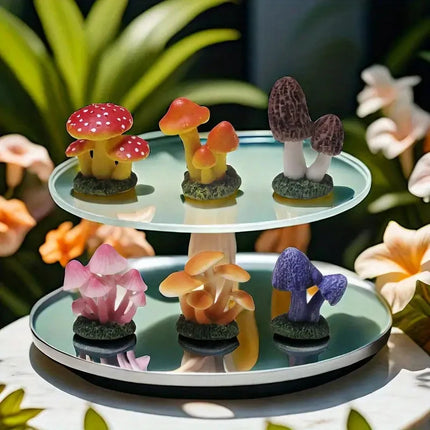 6pcs Miniature Simulation Mushroom Model, Home Décor Crafts, Fairy Garden, Mini Landscape,