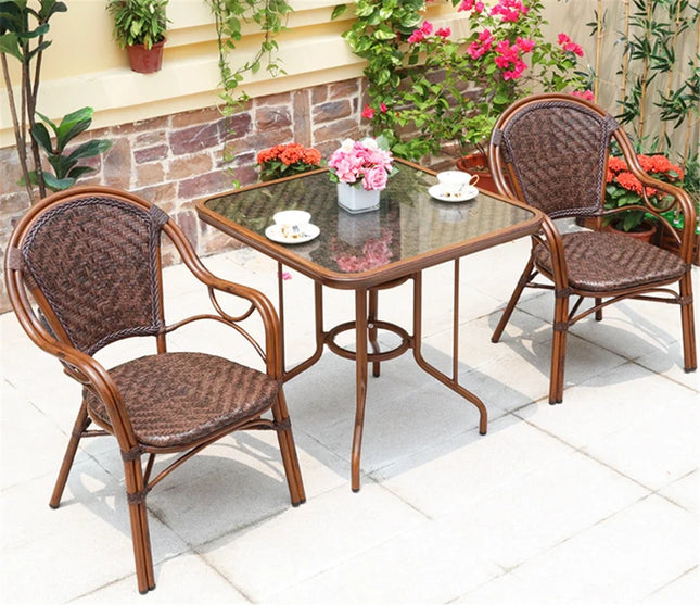 outdoor rattan garden dining table furniture luxurious cast aluminum garden Patio rattan outdoor garden furniture sets