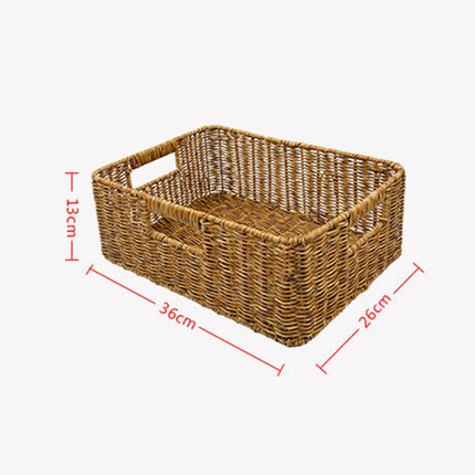 Imitation Rattan Storage Basket Storage Basket Bin Organizer Woven Baskets for Bedroom Kitchen Home Bathroom Coffee Table