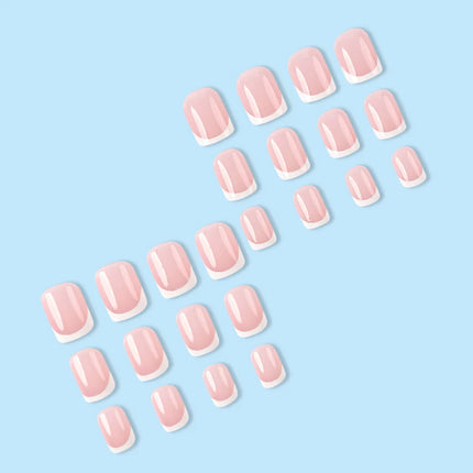 24 PCs Short French Minimalist Nails with 1 File and 1 Jelly Gel