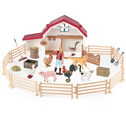 Farm Stable House Horseman Farmer Poultry Horse Animals Figurine Cute Kids Toy Gift