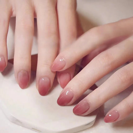 Blush Pink False Nails Bowknot Diamond Pearl 3D Design Press on Nail Tips