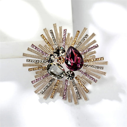 New Shiny Sun flower Brooches For Women Luxury Big Pearl Rhinestone Brooch Pins Jewelry Dress Suit Accessories Wedding Gifts